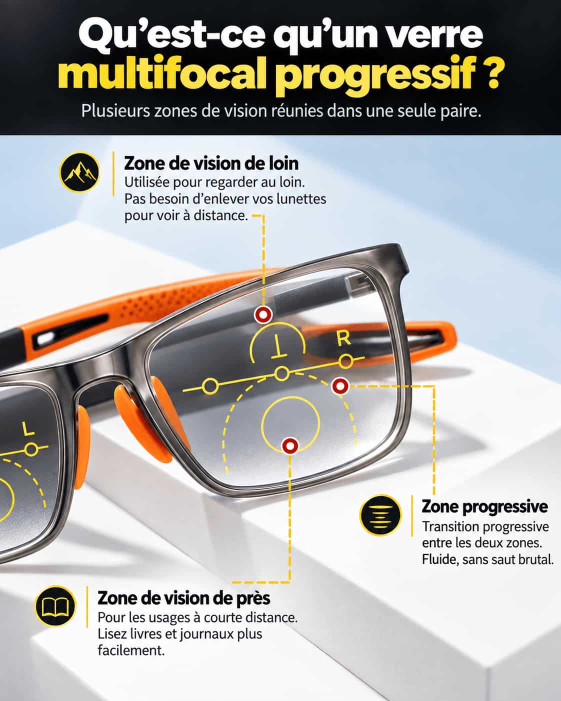 Lunettes Progressives Photochromiques 3-en-1 – Vision Claire & Confort au Quotidien