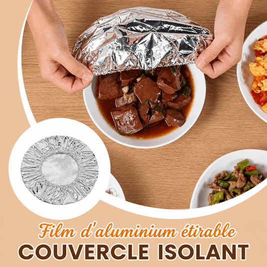 Couvercle Isolant en Feuille d’Aluminium – Garde les Plats Chauds, Compatible Micro-ondes & Réutilisable