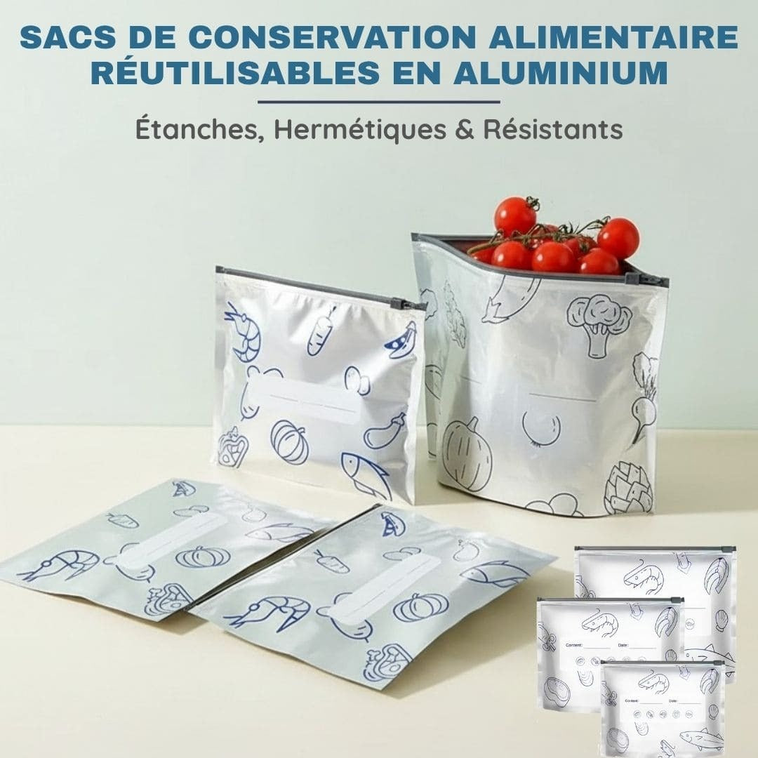 Lot de 30 Sacs de Conservation Alimentaire Réutilisables en AluminiumLot de 30 Sacs de Conservation Alimentaire Réutilisables en Aluminium