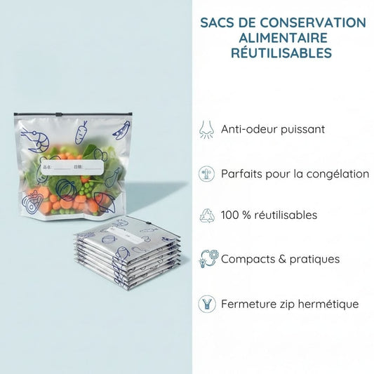 Lot de 30 Sacs de Conservation Alimentaire Réutilisables en AluminiumLot de 30 Sacs de Conservation Alimentaire Réutilisables en Aluminium
