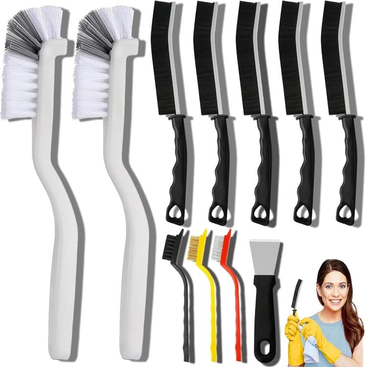 Lots de 11 brosses de nettoyage à poils durs pour cuisine, salle de bain, coin, joint, évier, tasse, théière, bouteille
