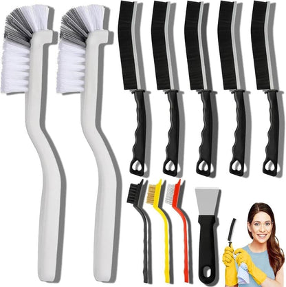 Lots de 11 brosses de nettoyage à poils durs pour cuisine, salle de bain, coin, joint, évier, tasse, théière, bouteille