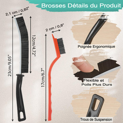 Lots de 11 brosses de nettoyage à poils durs pour cuisine, salle de bain, coin, joint, évier, tasse, théière, bouteille