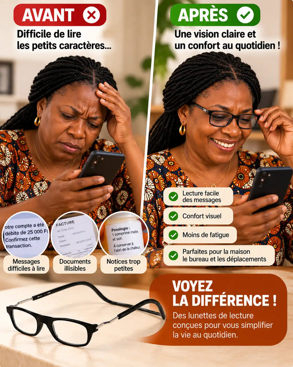 Lunettes de lecture magnétiques pliables  elles restent sur vous, vous ne les cherchez plus jamais