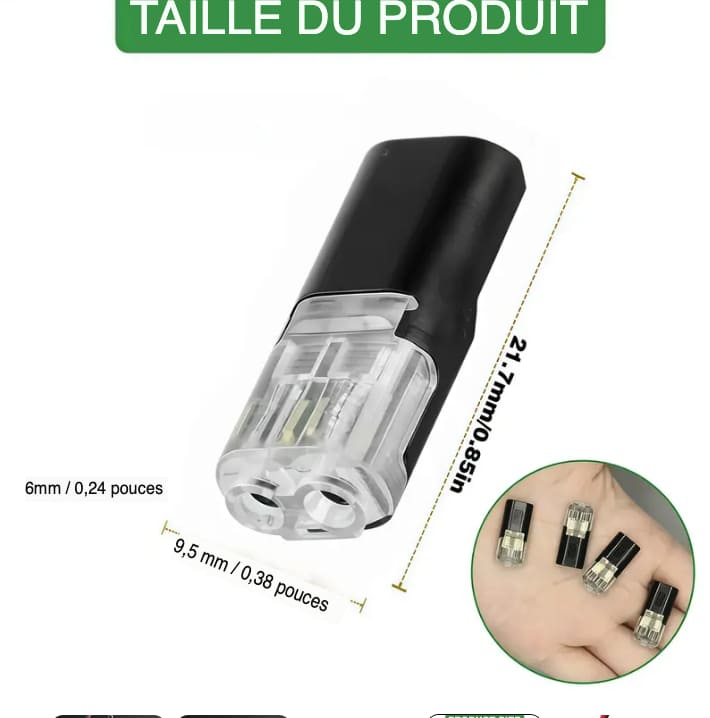 🔌Connecteur ENFICHABLE À 2 FILSAVEC CLIP DE VERROUILLAGE