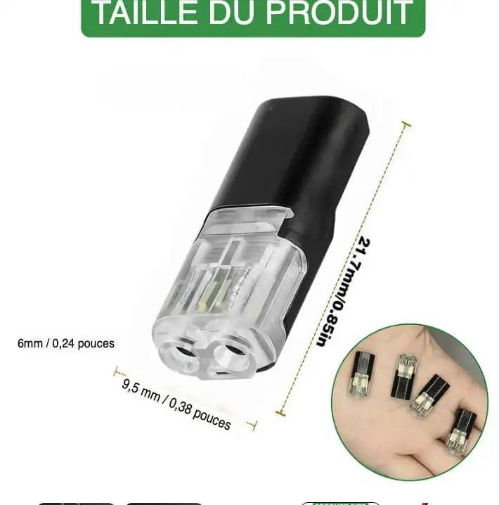 🔌 Connecteur Enfichable 2 Fils avec Clip de Verrouillage — Lot de 50