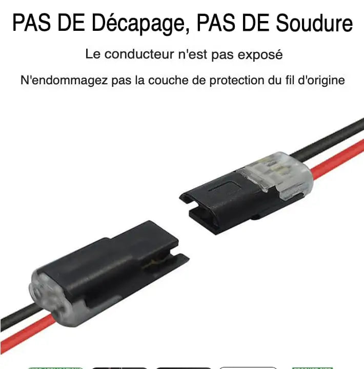 🔌 Connecteur Enfichable 2 Fils avec Clip de Verrouillage — Lot de 50
