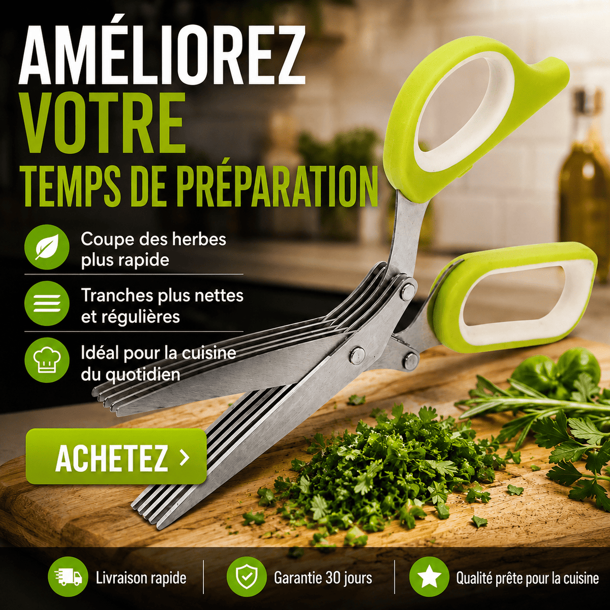 Ciseaux Coupe-Herbes 5 Lames – Découpe Rapide & Uniforme