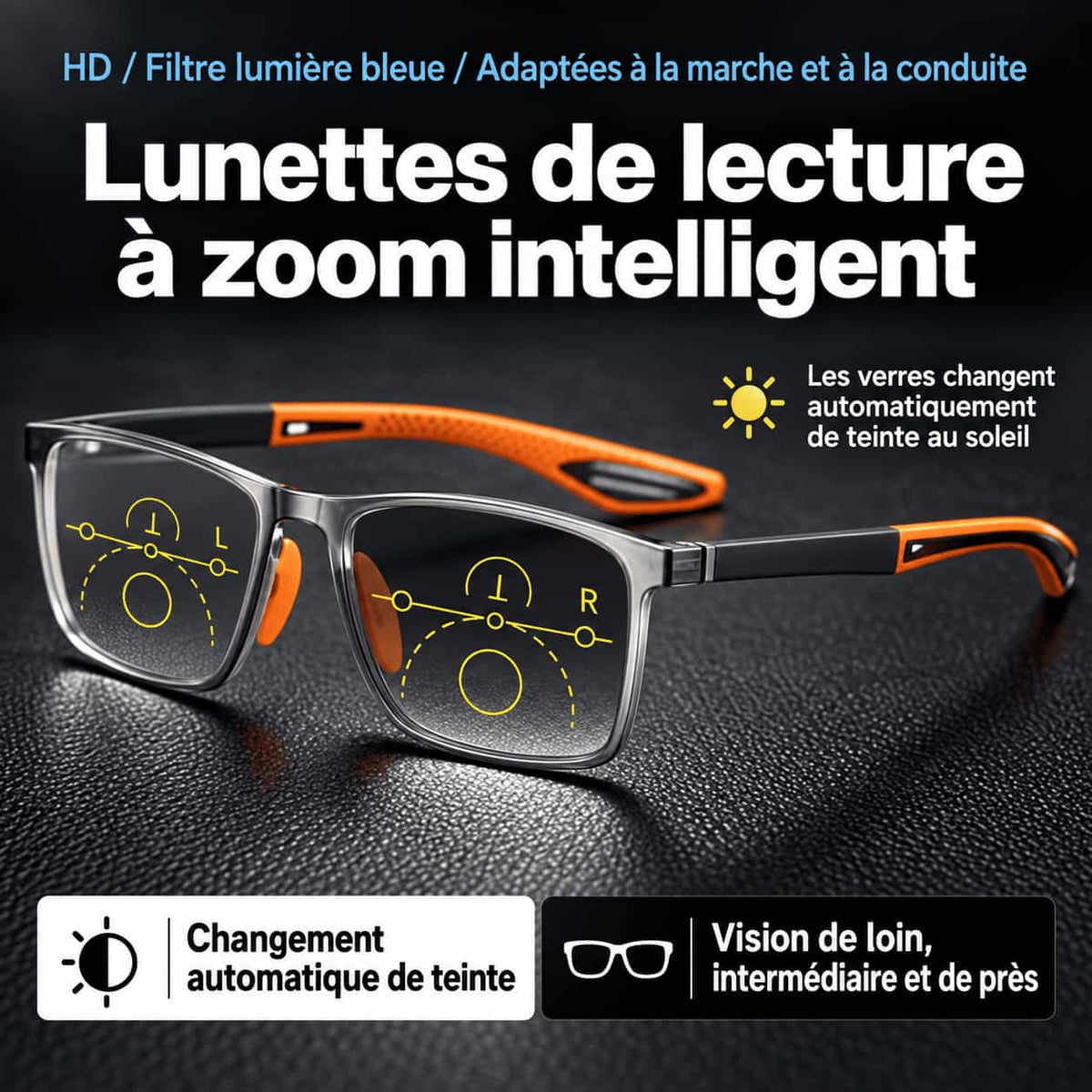 Lunettes Progressives Photochromiques 3-en-1 – Vision Claire & Confort au Quotidien