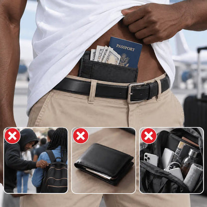 Pochette Anti-Vol Invisible de Voyage – Passeport, Argent & Cartes