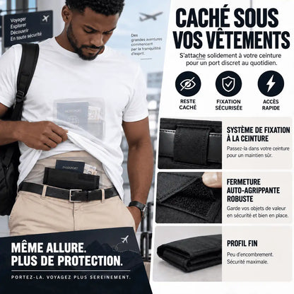 Pochette Anti-Vol Invisible de Voyage – Passeport, Argent & Cartes