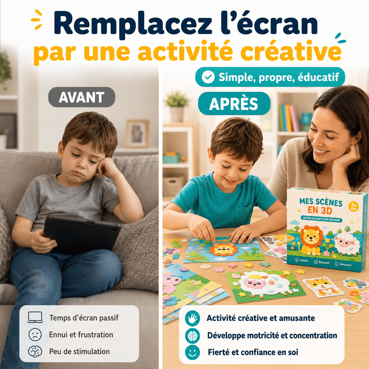 Kit de Stickers Créatifs 3D pour Enfants