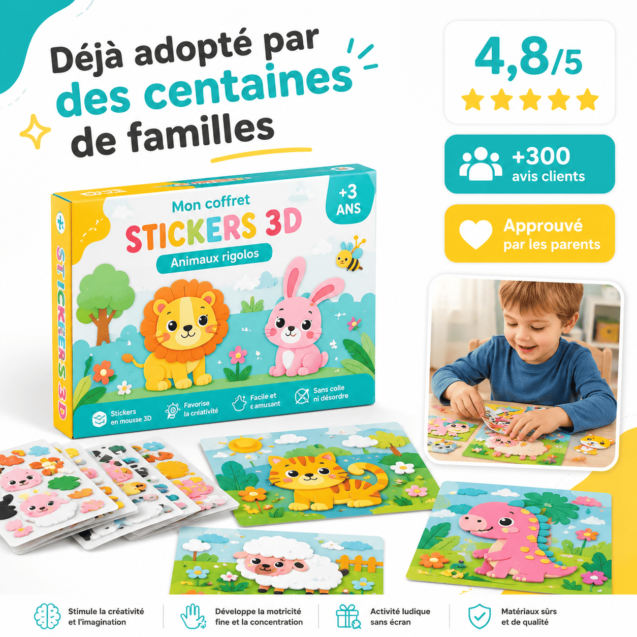 Kit de Stickers Créatifs 3D pour Enfants