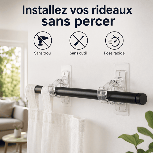 Supports de Tringle Ultra-Résistants Sans Perçage — Installez Vos Rideaux Sans Menuisier