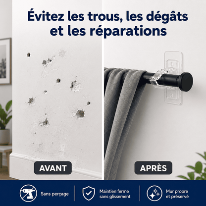 Supports de Tringle Ultra-Résistants Sans Perçage — Installez Vos Rideaux Sans Menuisier
