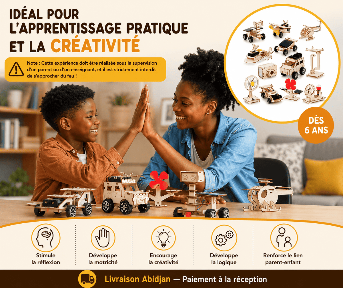 🧠 Kit STEM Petit Génie –  Projets Scientifiques à Construire Dès 6 Ans
