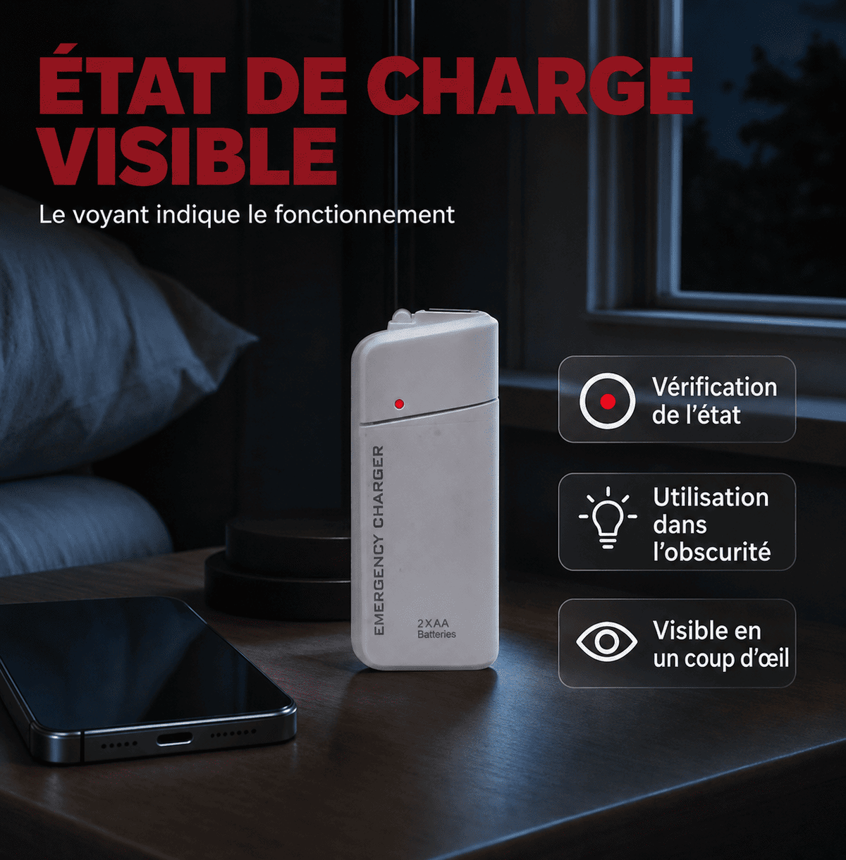 Chargeur SOS à piles AA — ton téléphone se rallume, même sans courant