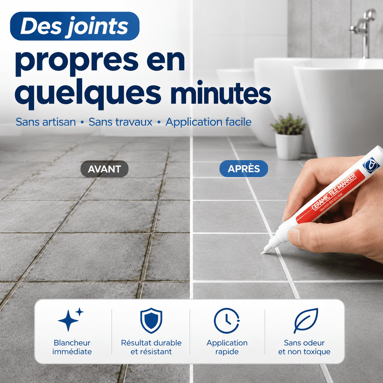 🖌️ Stylo à joints anti-moisissures et imperméable pour carrelage !