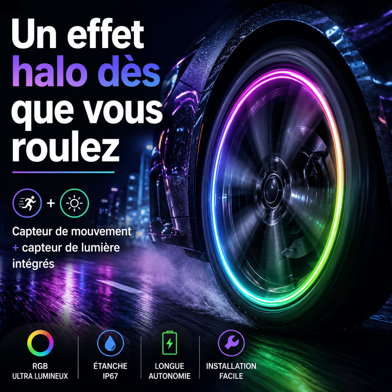 Lumières LED intelligentes pour roues