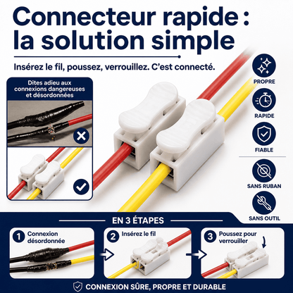⚡Connecteur de Câble à Poussoir Rapide