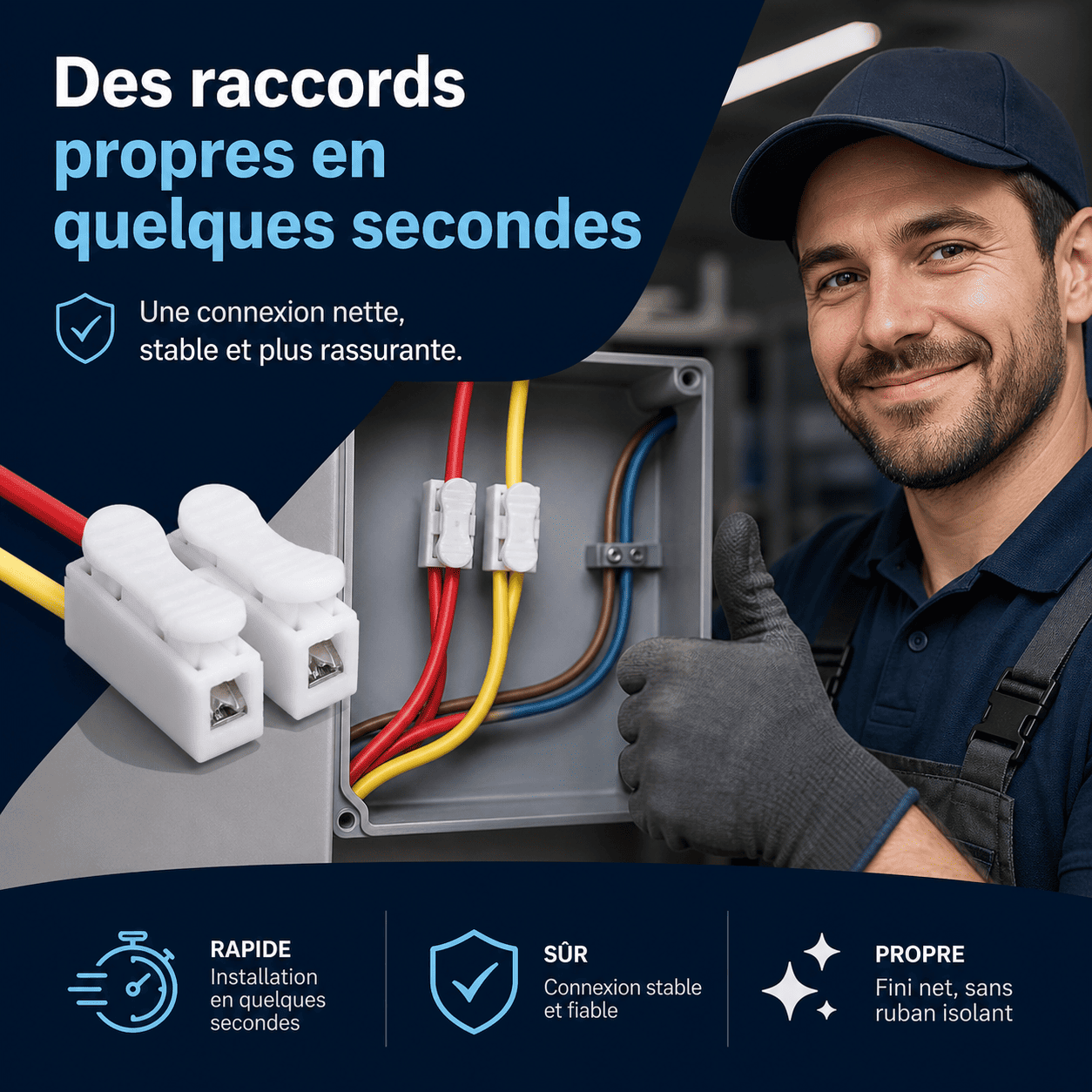 ⚡Connecteur de Câble à Poussoir Rapide