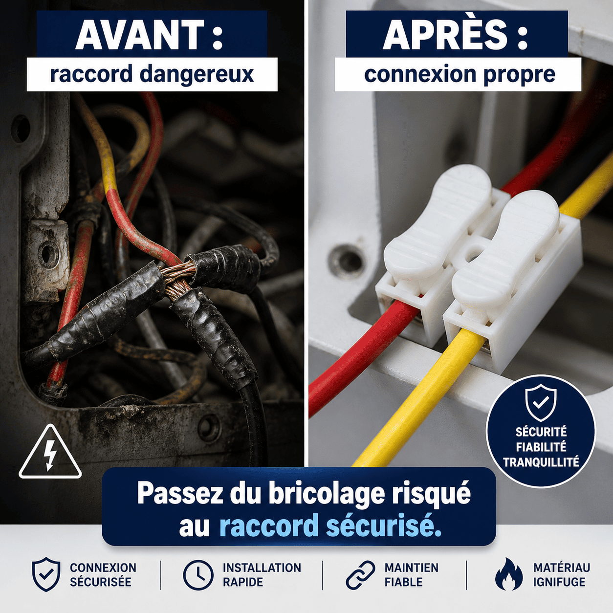 ⚡Connecteur de Câble à Poussoir Rapide