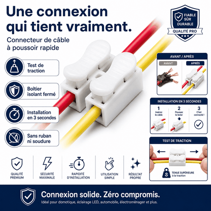 ⚡Connecteur de Câble à Poussoir Rapide