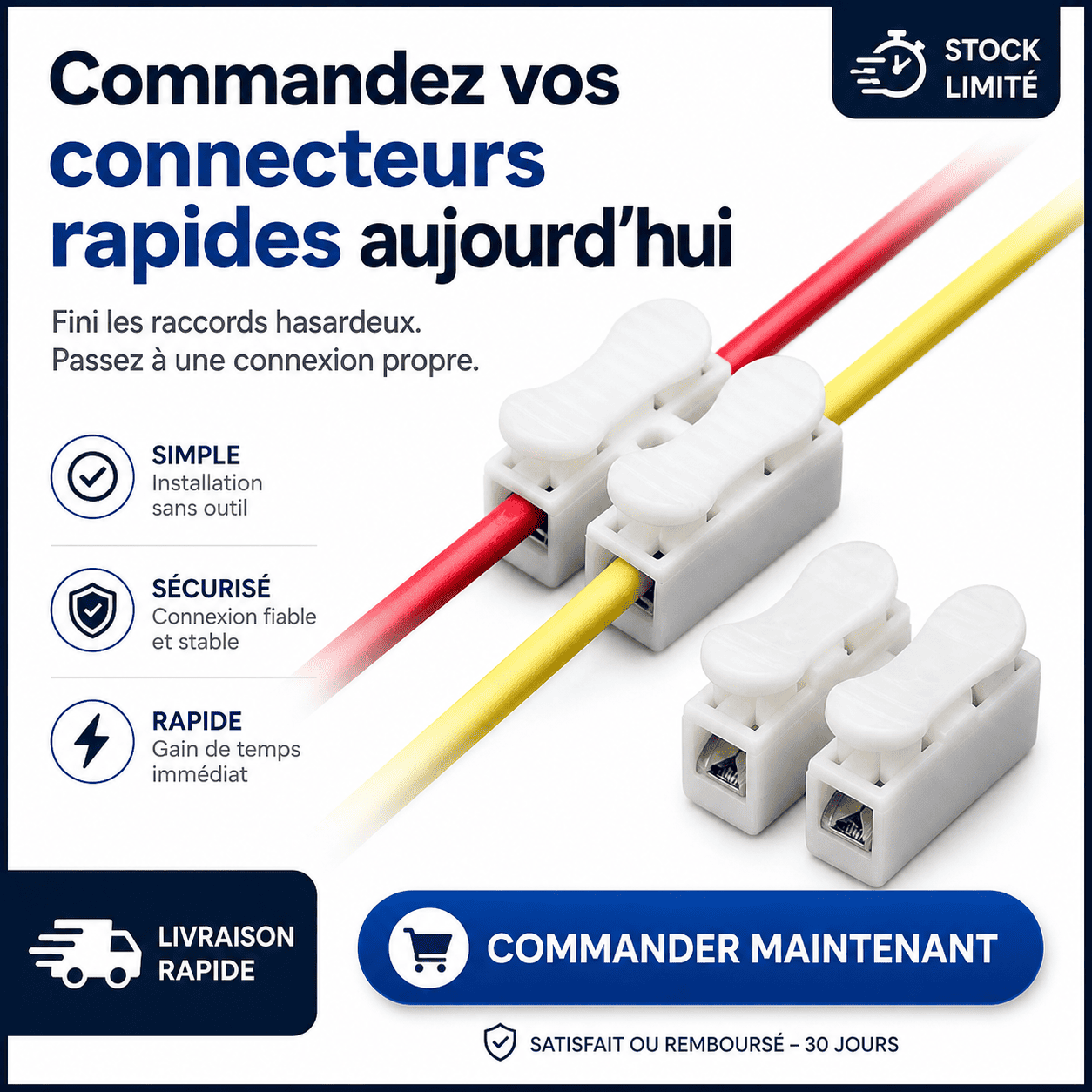 ⚡Connecteur de Câble à Poussoir Rapide
