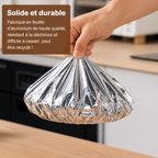 Couvercle Isolant en Feuille d’Aluminium – Garde les Plats Chauds, Compatible Micro-ondes & Réutilisable