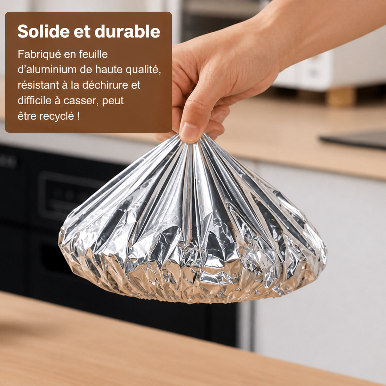 Couvercle Isolant en Feuille d’Aluminium – Garde les Plats Chauds, Compatible Micro-ondes & Réutilisable