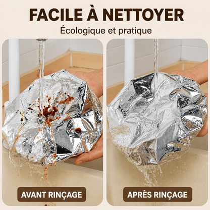 Couvercle Isolant en Feuille d’Aluminium – Garde les Plats Chauds, Compatible Micro-ondes & Réutilisable