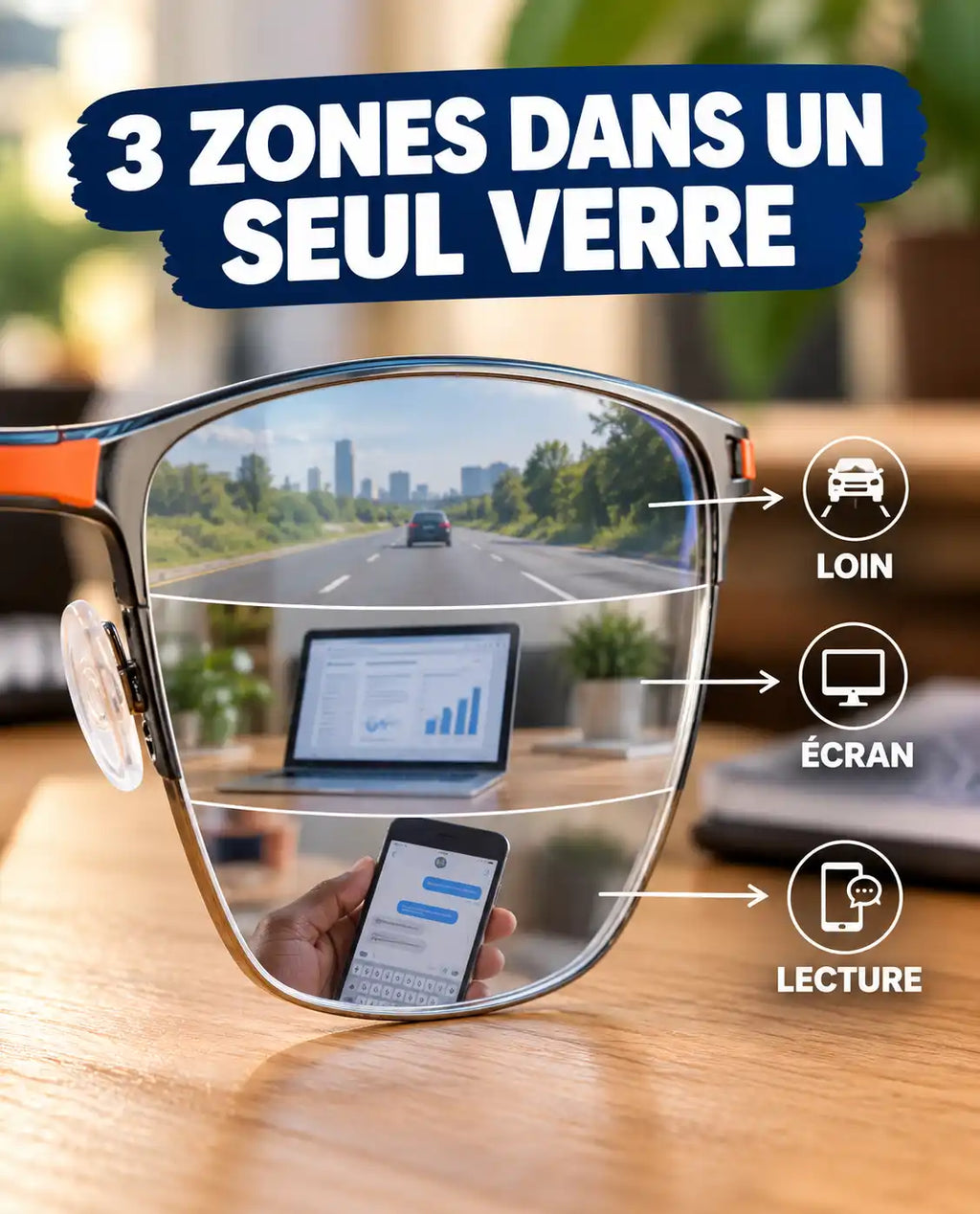 Lunettes 3 Zones – Vois net de près comme de loin, sans ordonnance