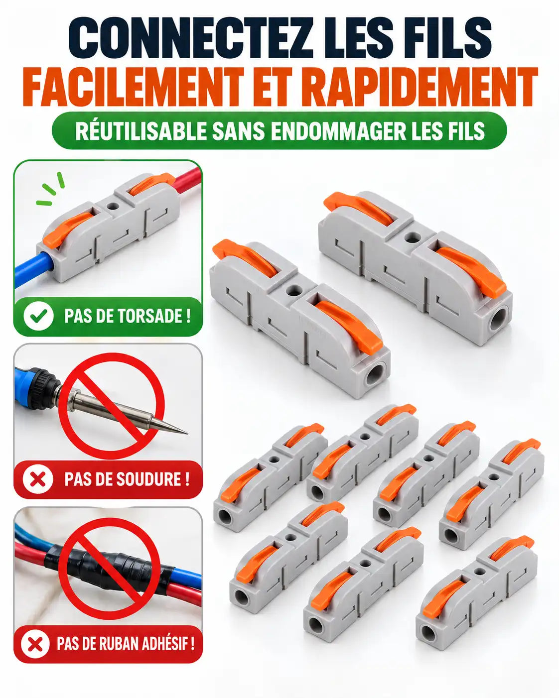 QuickConnect Pro  connecteurs universels électriques rapides à levier