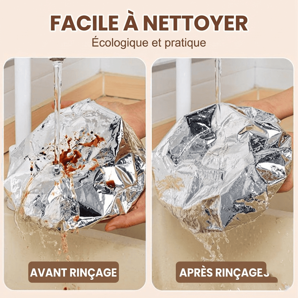 Couvercle Isolant en Feuille d’Aluminium – Garde les Plats Chauds, Compatible Micro-ondes & Réutilisable