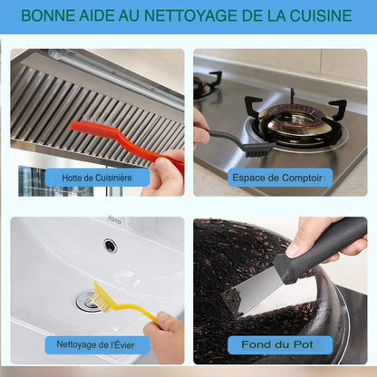 Lots de 11 brosses de nettoyage à poils durs pour cuisine, salle de bain, coin, joint, évier, tasse, théière, bouteille